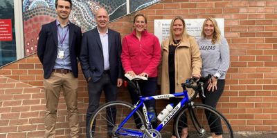 Team Grampians Health riding in the Murray to Moyne Cycle Relay Image